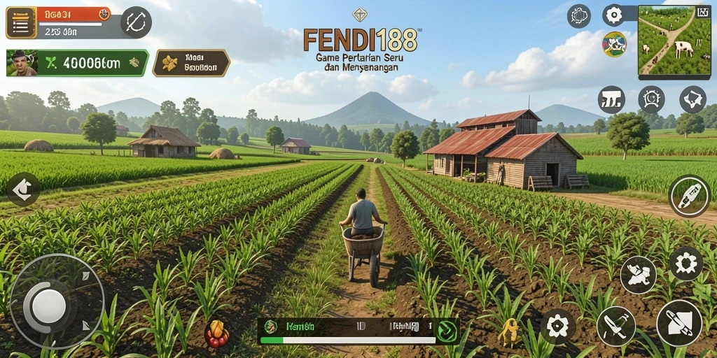Screenshot gameplay FENDI188 dengan tampilan pertanian yang menarik.