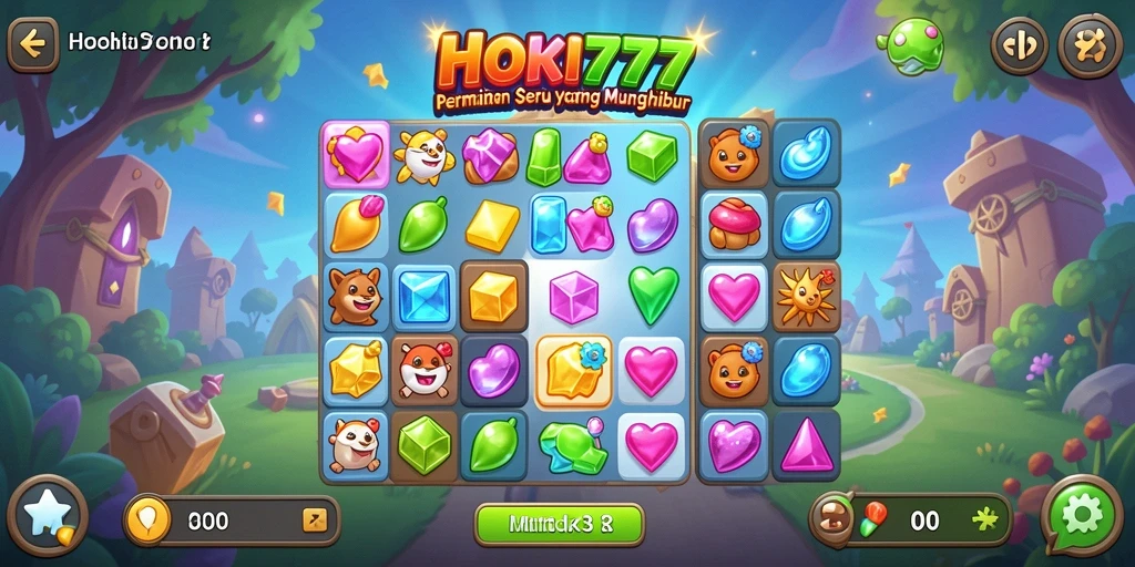 Tampilan gameplay HOKI777 dengan aksi seru Match-3.