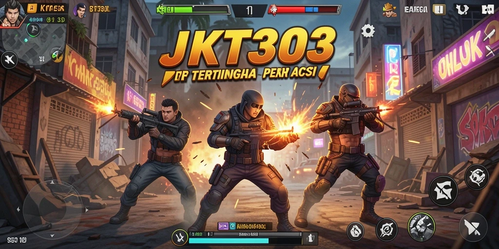 Tampilan gameplay intens di JKT303 dengan aksi pertempuran seru.