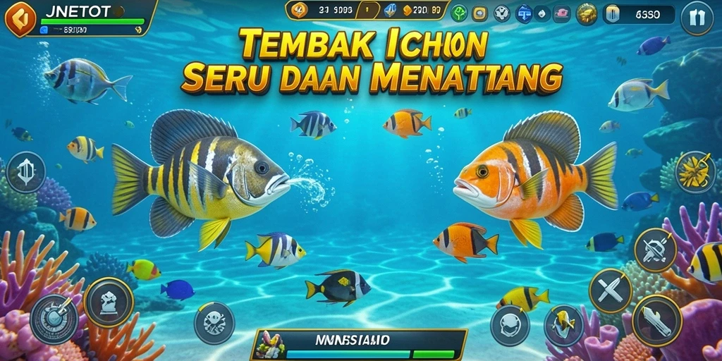 Tampilan gameplay seru di JNETOTO saat menembak ikan.