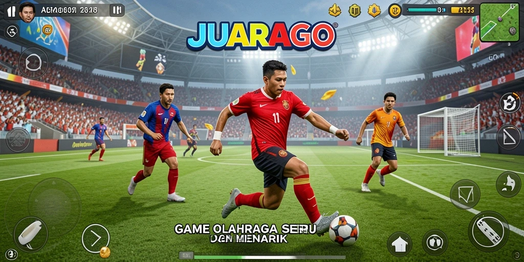 Tampilan gameplay JUARAGO yang seru dan mendebarkan di arena olahraga.